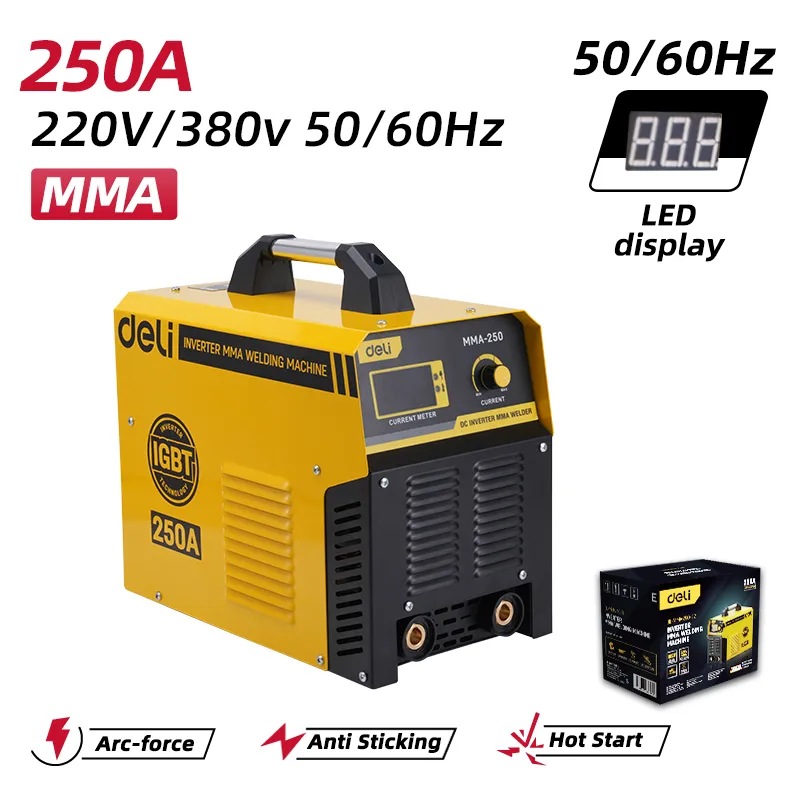 Deli DL-MMA250-E2 Инверторный сварочный аппарат MMA 250A Yellow