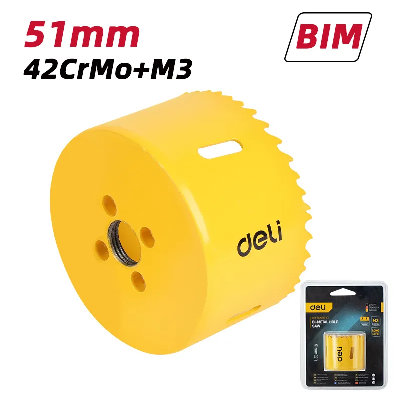 Deli EDH-SKK051-E1 Биметаллическая кольцевая пила 51mm желтая