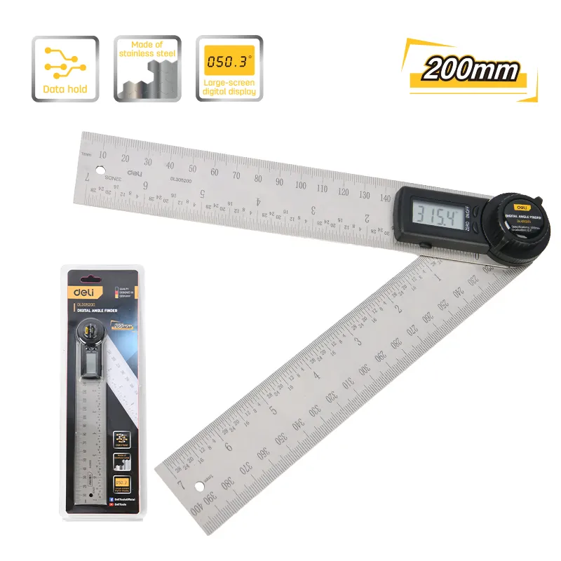 Deli EDL305200 Цифровой угломер с дисплеем 200mm серебристый