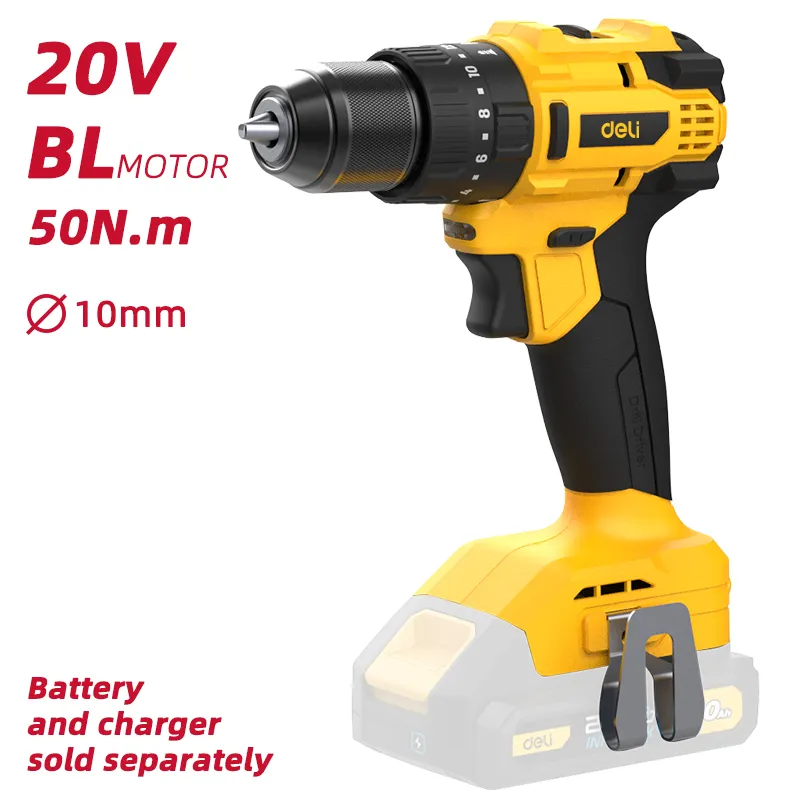 Deli EDC150Z Ударная дрель с литий-ионным аккумулятором 20V 50N.m Жёлтая