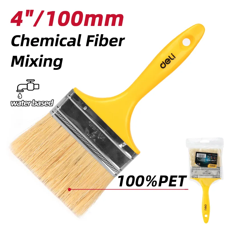 Deli EDL509114 Кисть для краски с пластиковой ручкой Размер: 4" Желтая