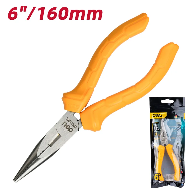 Deli EDL2106C Длинногубцы 6'' желтые