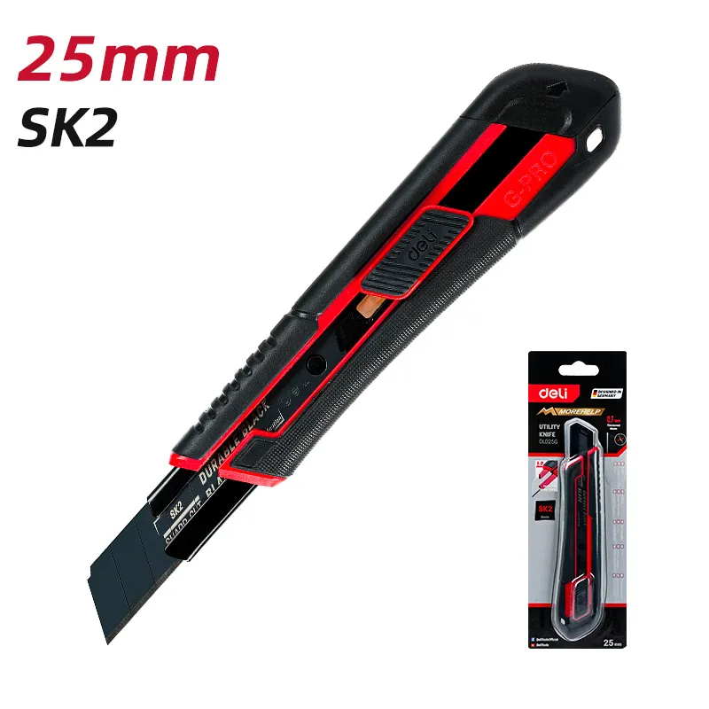 Deli EDL025G Нож со сменными лезвиями 25mm/SK2 Red