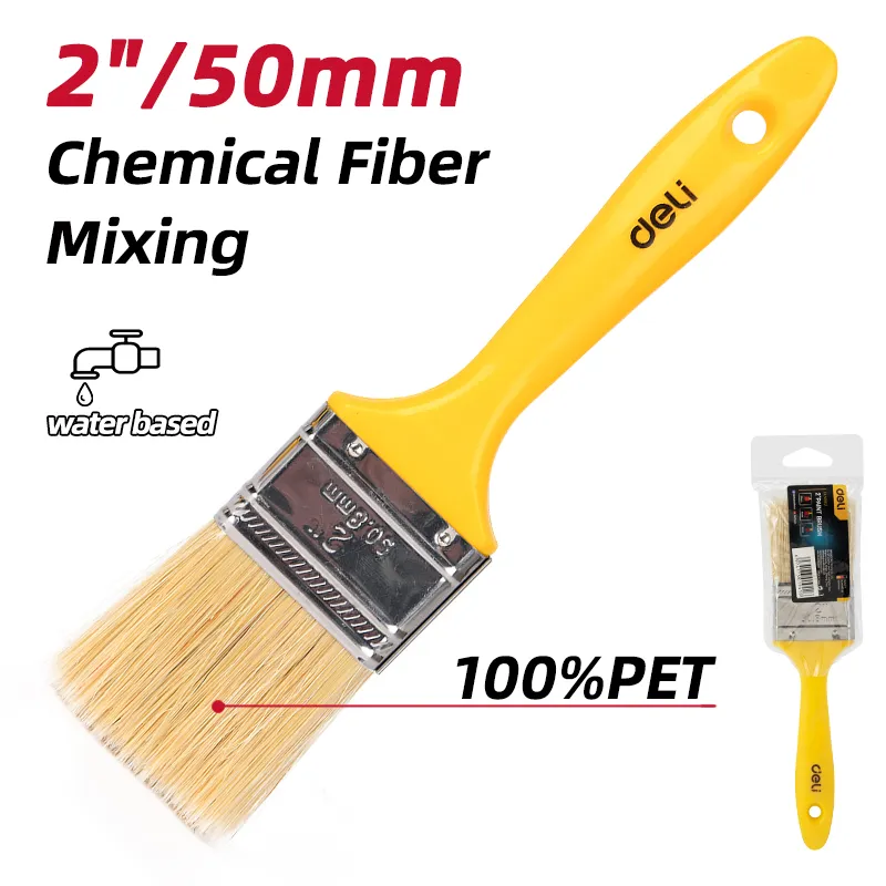 Deli EDL509112 Кисть для краски с пластиковой ручкой Размер: 2" Желтая