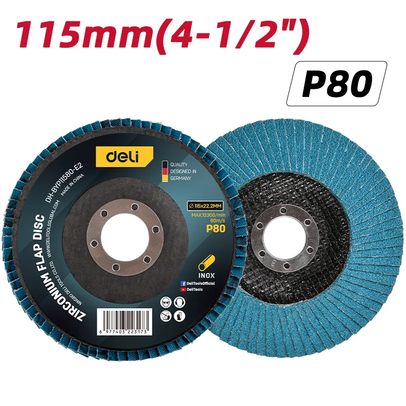 Deli EDH-BYP11580-E2 Циркониевый лепестковый диск 115mm P80 Blue