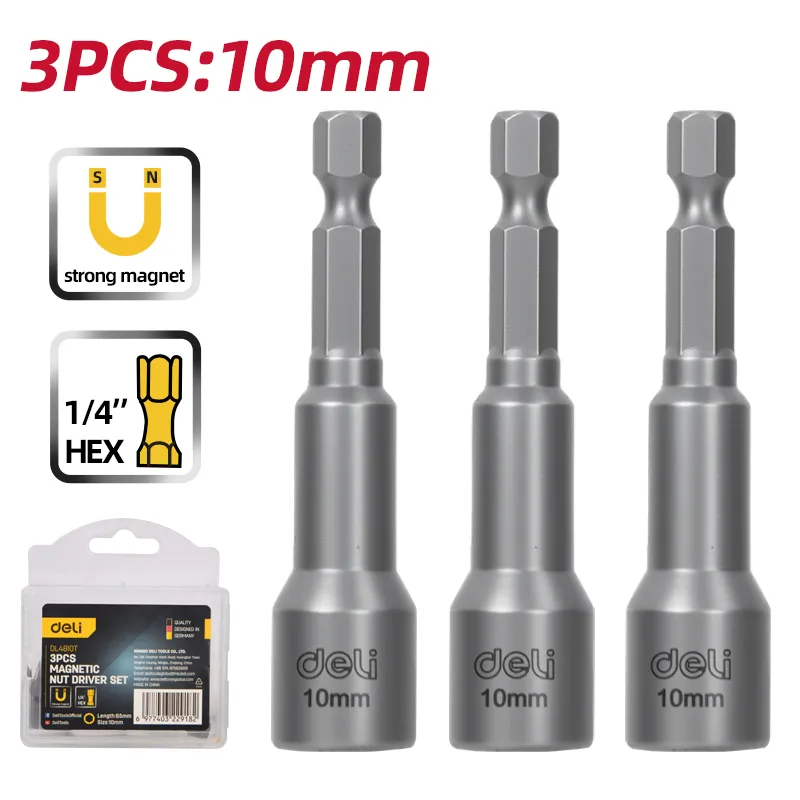 Deli EDL4810T Набор магнитных торцевых ключей 10mm Silver