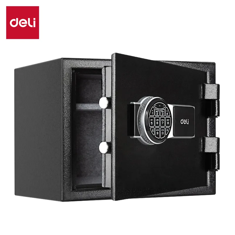 Deli T586 Огнестойкий сейф Дверь/толщина коробки:14/1.5мм;Размер(см):30*38*30; Черный