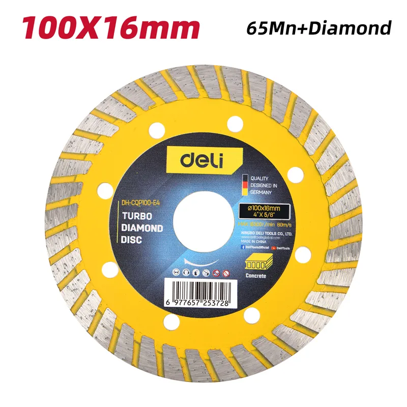Deli EDH-CQP100-E4 Турбо алмазный диск 100x16mm желтый