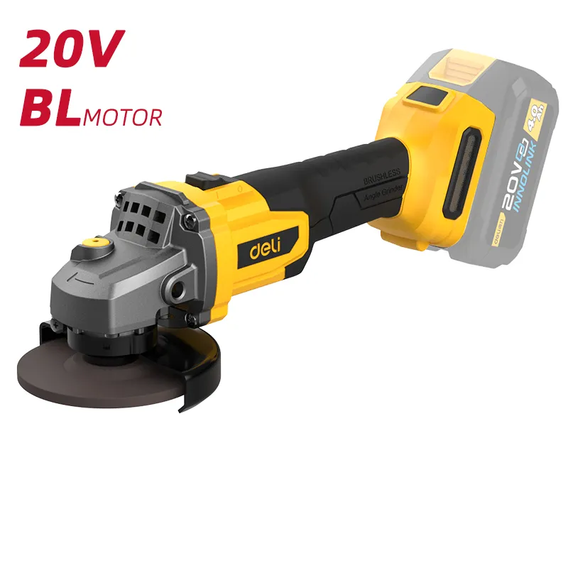 Deli EDC602Z Литиевый угловой шлифовальный станок 20V 125mm желтый