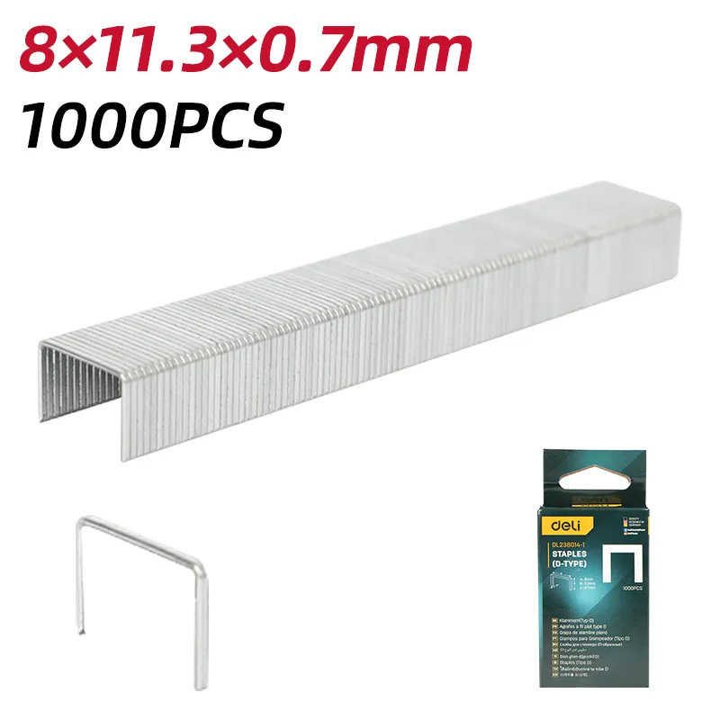 Deli EDL238014-1 Скобы (Тип 53F) 8x11.3x0.7mm серебристые