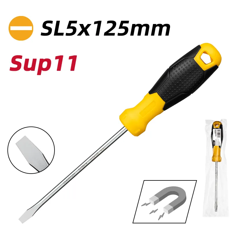 Deli EDL6351251 Отвёртка плоская SL5x125mm жёлтая