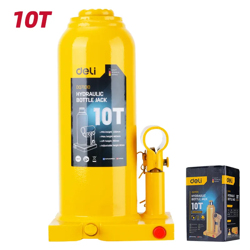 Deli EDQ71010 Гидравлический бутылочный домкрат 10T 10T Yellow