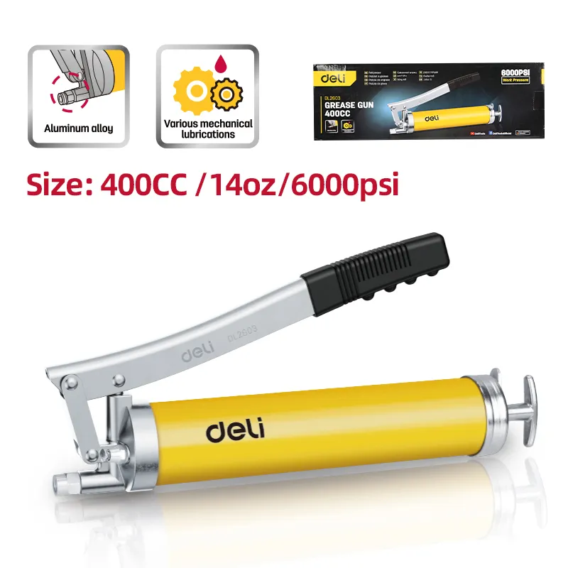 Deli EDL2603 Шприц для смазки 400CC /14oz/6000psi Желтый