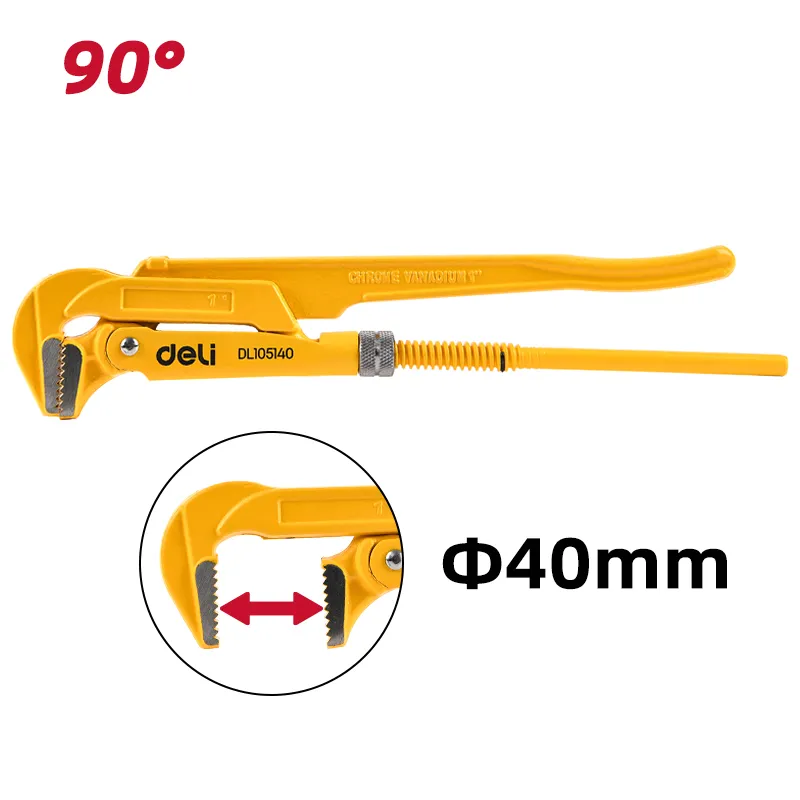 Deli EDL105140 Трубный ключ 90° Heavy Duty Swedish 1" желтый