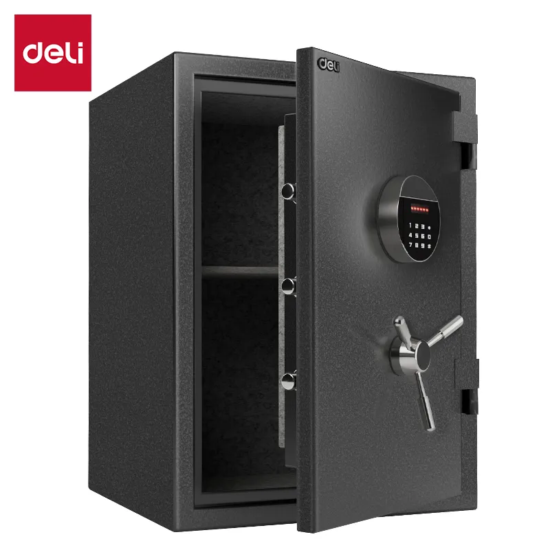 Deli T601 Огнеупорный сейф Дверь/толщина коробки:32/2мм;Размер(см):60*45*40; Серый