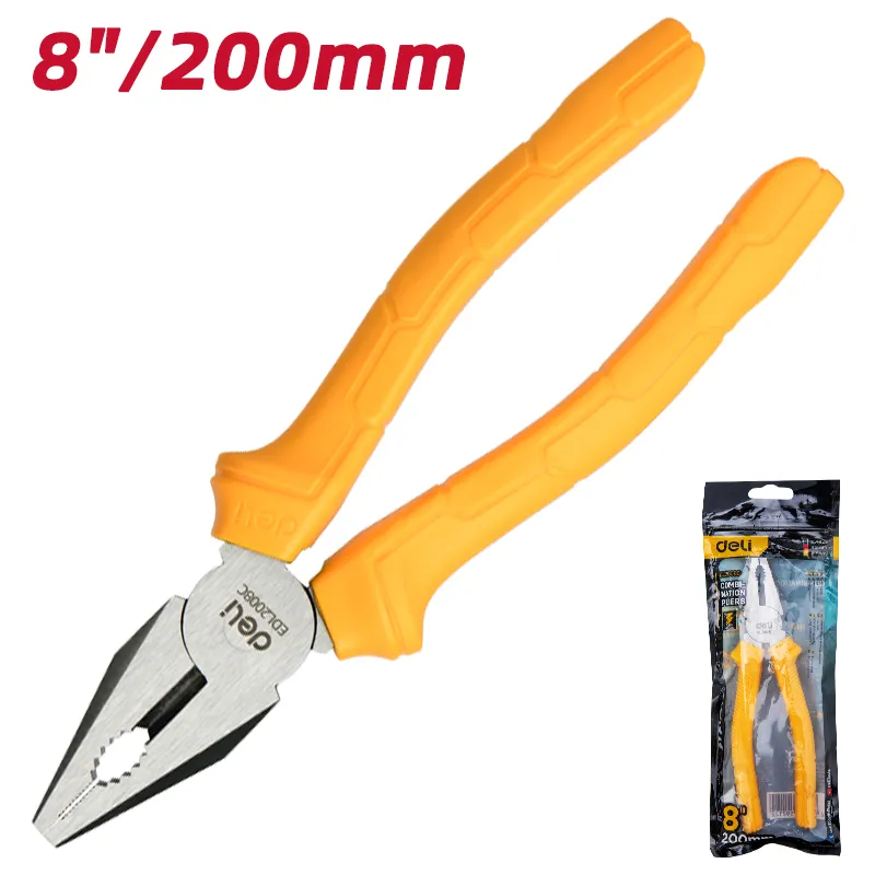 Deli EDL2008C Комбинированные клещи 8'' Yellow