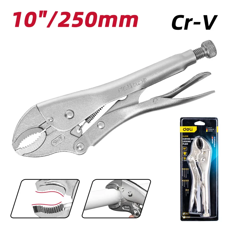 Deli EDL0381 Изогнутые фиксирующие клещи 10" Silver