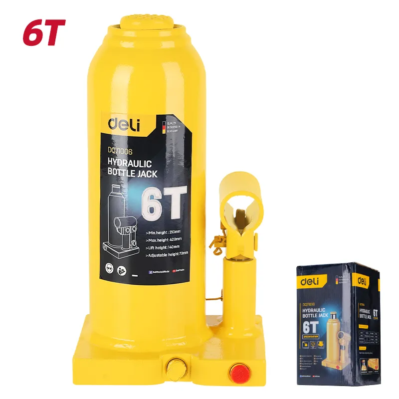Deli EDQ71006 Гидравлический бутылочный домкрат 6T 6T Желтый