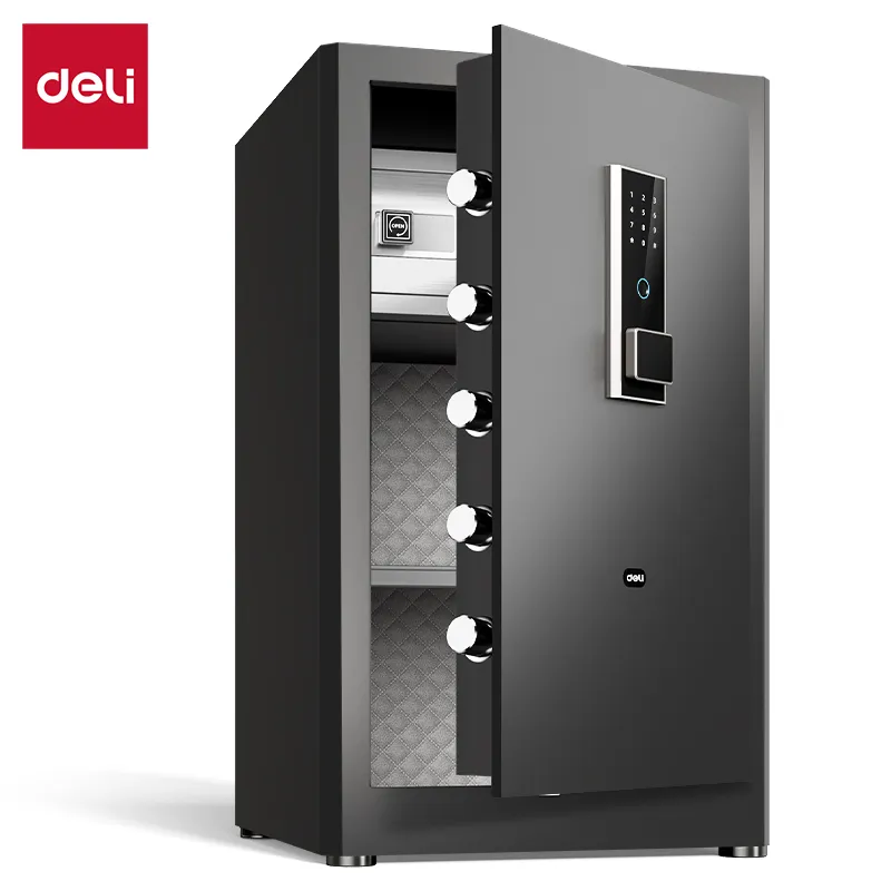 Deli T597 Сейф с отпечатком пальца и цифровым кодом Размер(см):80*48*42;Толщина двери/стенок:11.5/1.5мм; Черный