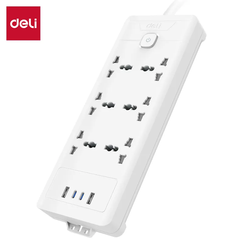 Deli T424 Удлинитель Deli ET424 6 групп 2A2C 2м 27.3*10*3.09см Белый