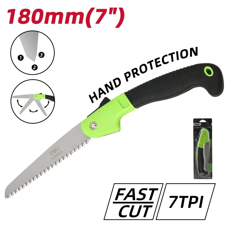 Deli EDL580618 Складная пила Размер: 7"/180mm Зеленая