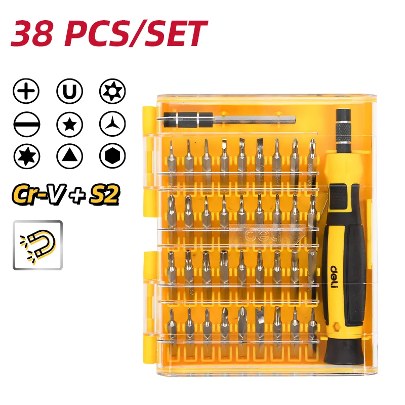 Deli EDL3538J 38Pcs Electronic Precision Screwdriver S 38 in 1 Yellow