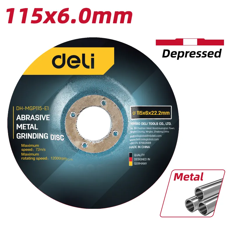 Deli DH-MGP115-E1 Абразивный металлический шлифовальный диск 115x6.0x22.2mm Black