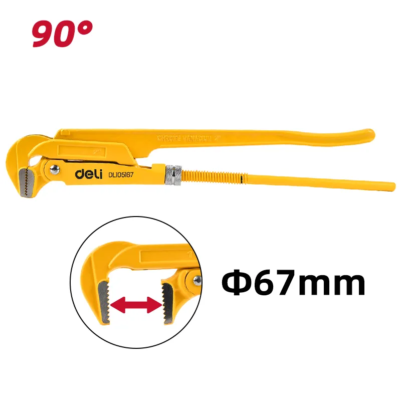 Deli EDL105167 Трубный ключ шведский 90° Heavy Duty 2" желтый