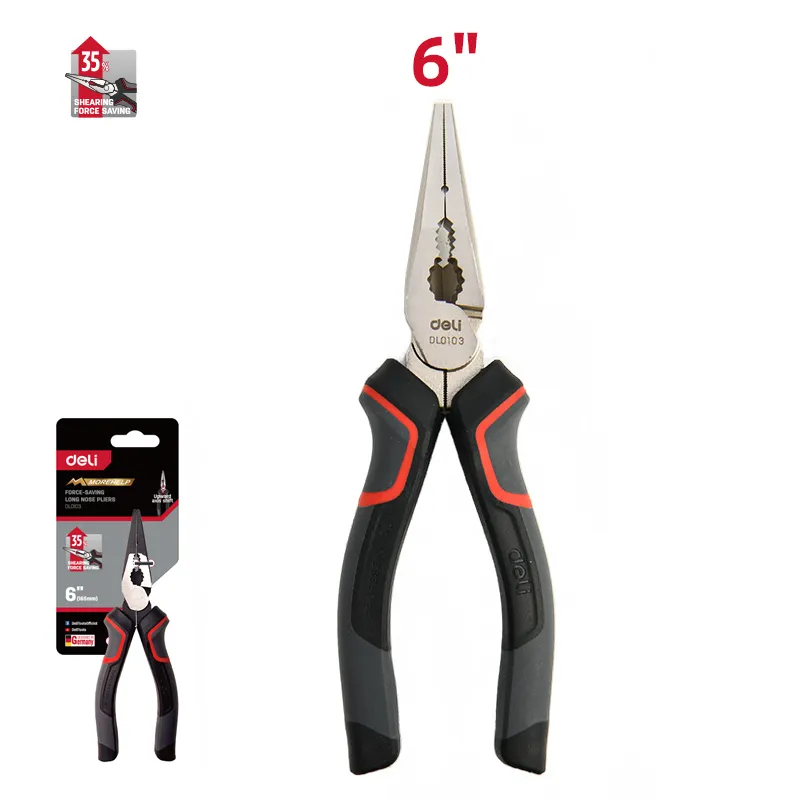 Deli EDL0103 Профессиональные удлиненные плоскогубцы 6" красные