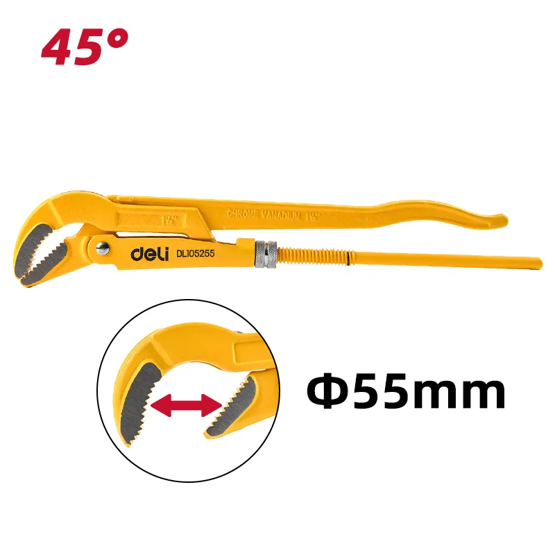 Deli EDL105255 Трубный ключ 45° Heavy Duty Swedish 1.5" желтый