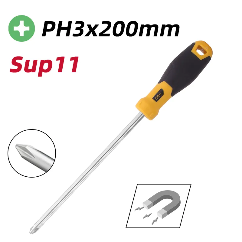 Deli EDL638200 Отвертка Phillips PH3×200mm Yellow