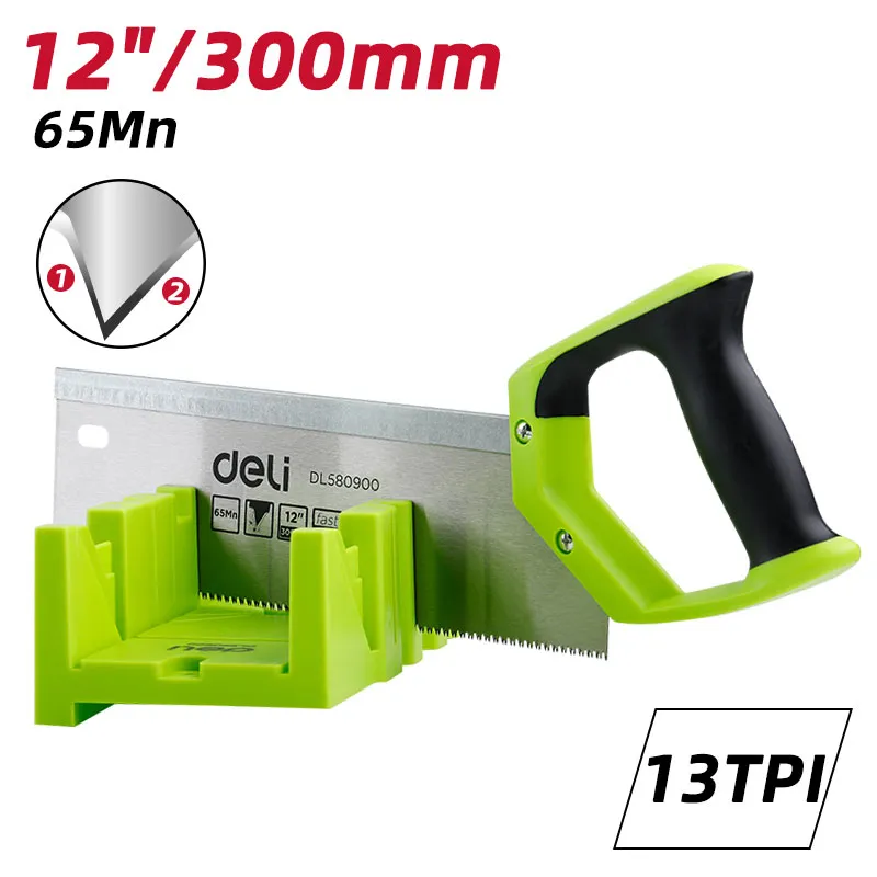 Deli EDL580900 Обратная пила "Размер: 300mm/12"; Материал: 65Mn" Green