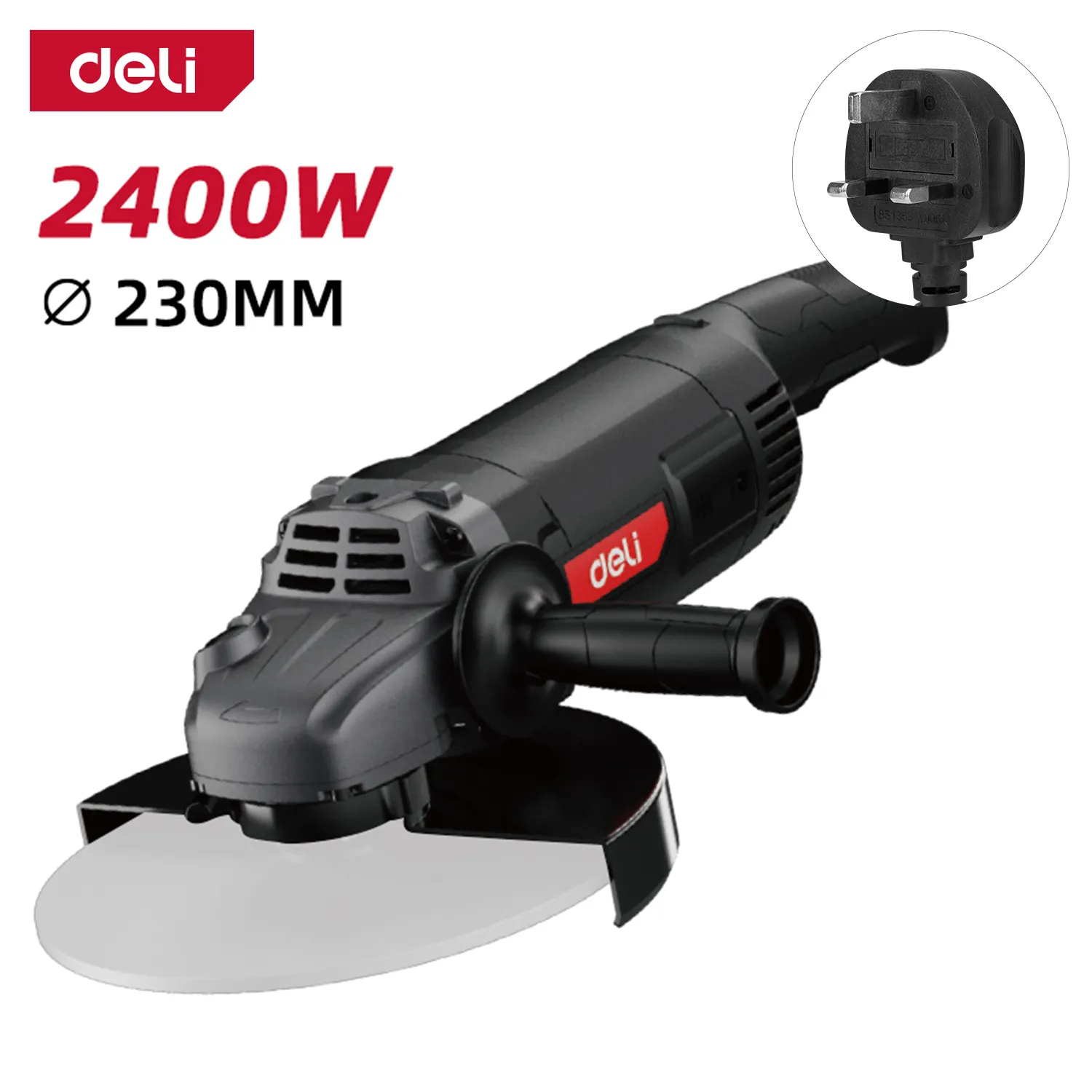 Deli DE-JM230-2E Болгарка 2400W 230mm задняя BS 02 Red