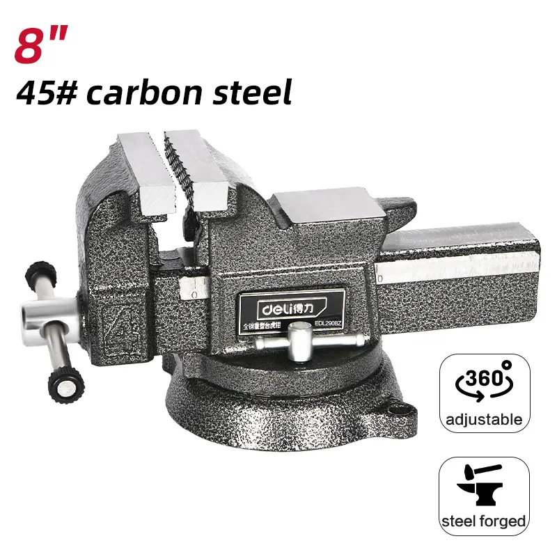 Deli EDL2908Z Тиски настольные 8'' серые
