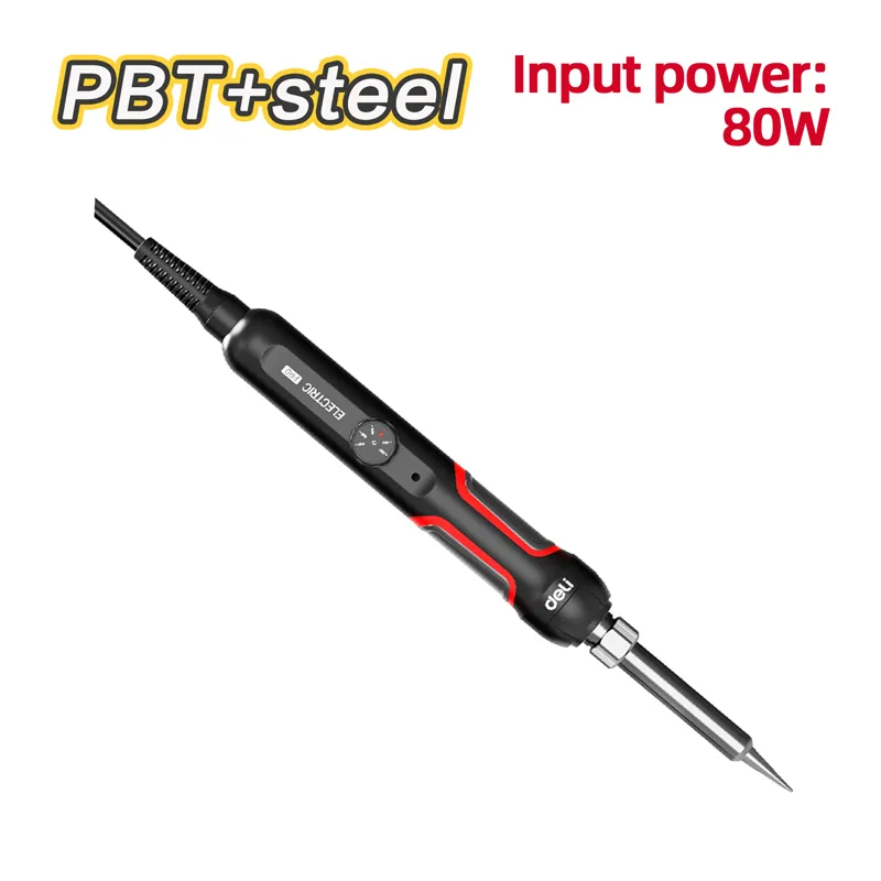 Deli DL394380 Паяльник (регулировка температуры ручкой) Входная мощность: 80W Красный
