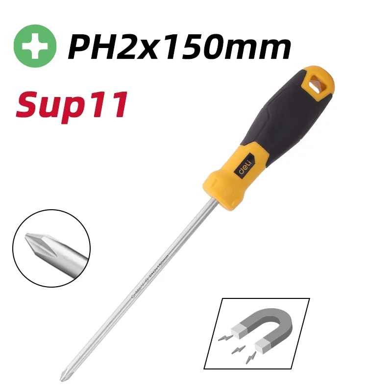 Deli EDL636150 Отвертка Phillips PH2×150mm Yellow