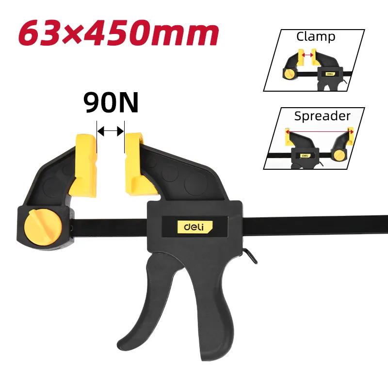 Deli EDL110118 Быстрозажимная струбцина Quick Bar Clamp 18" Желтый+Черный