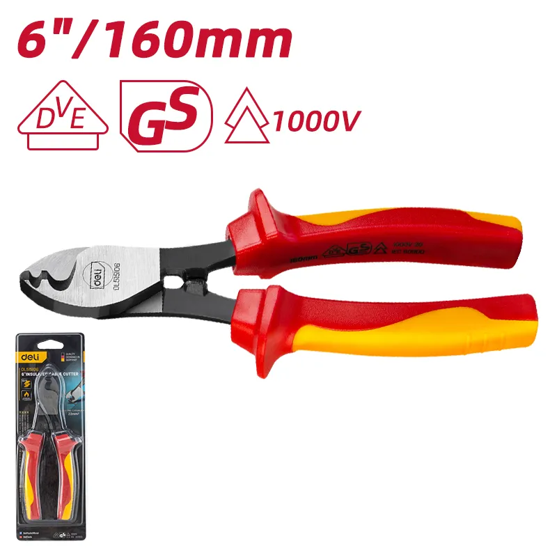 Deli EDL515106 Изолированный кабельный резак 6" 6" красный