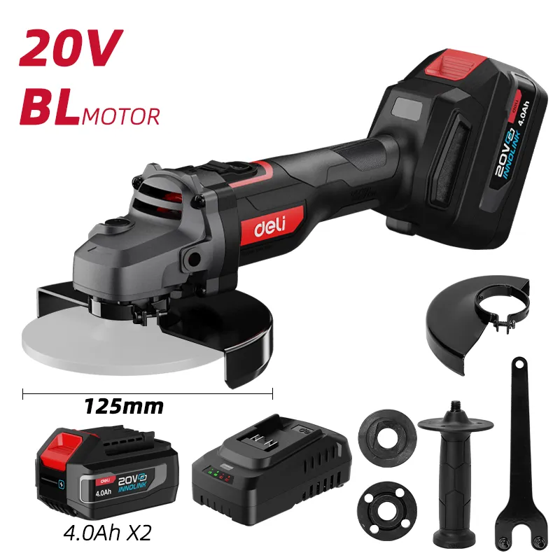 Deli EDE-JM20-2D4 Литий-ионная угловая шлифовальная машина 20V 125mm красная