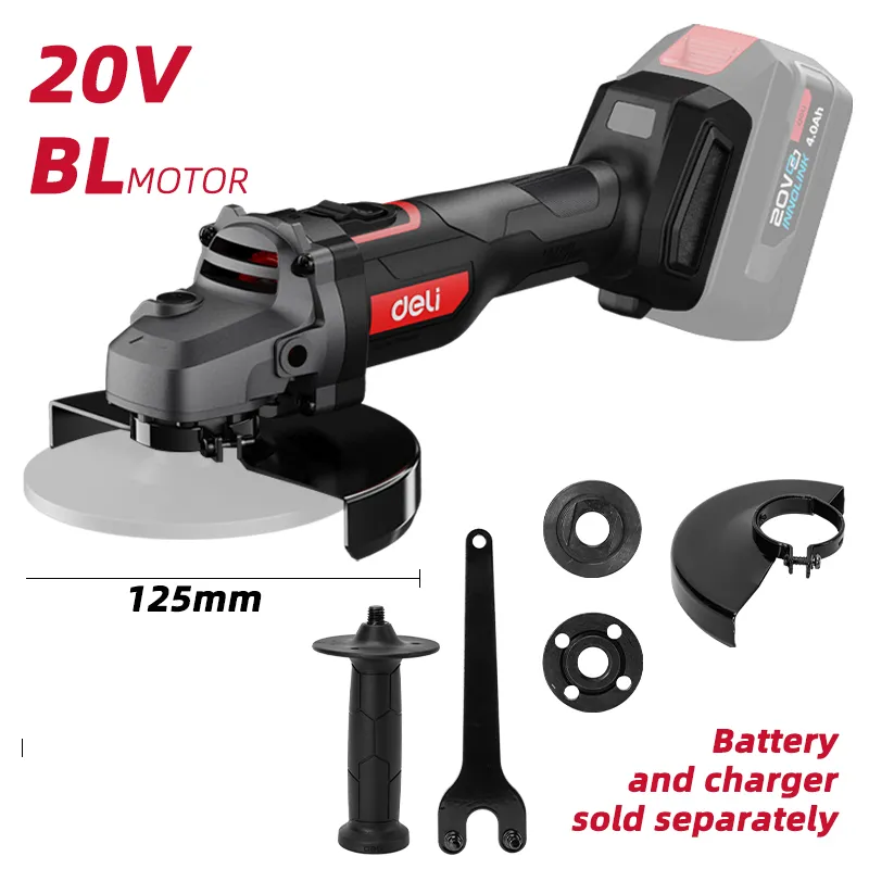 Deli EDE-JM20-2 Литий-ионная угловая шлифовальная машина 20V 125mm красная