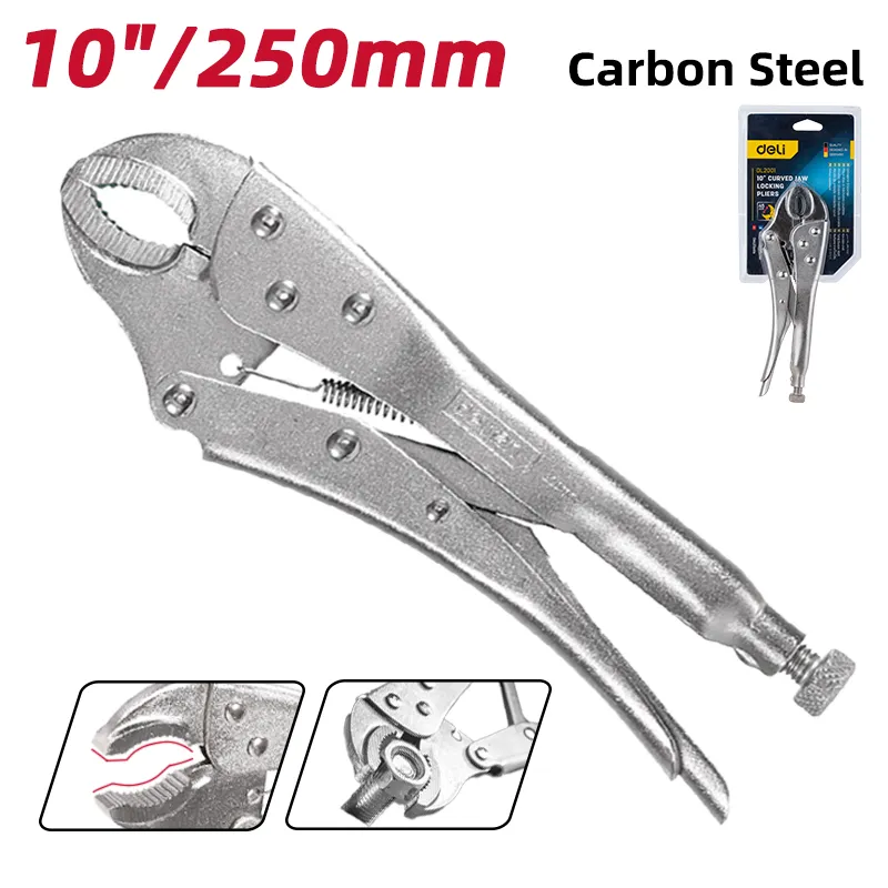 Deli EDL2001 Изогнутые стопорные плоскогубцы 10" Silver