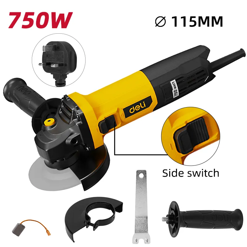 Deli EDL-JM115-E1 Болгарка 750W 115mm боковая BS Yellow