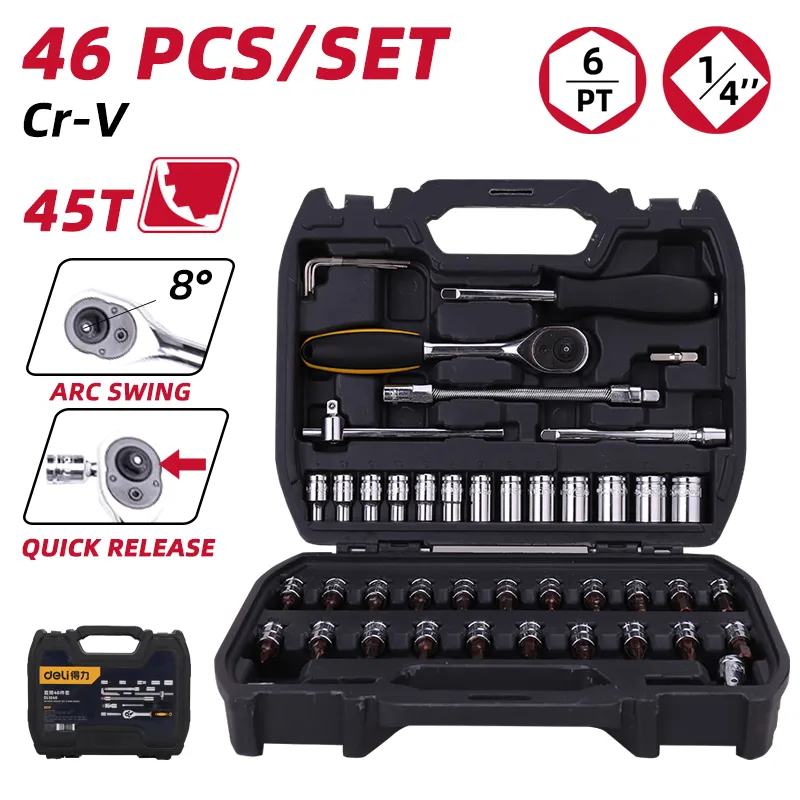 Deli EDL1046 Наборы головок 46Pcs/Set Black