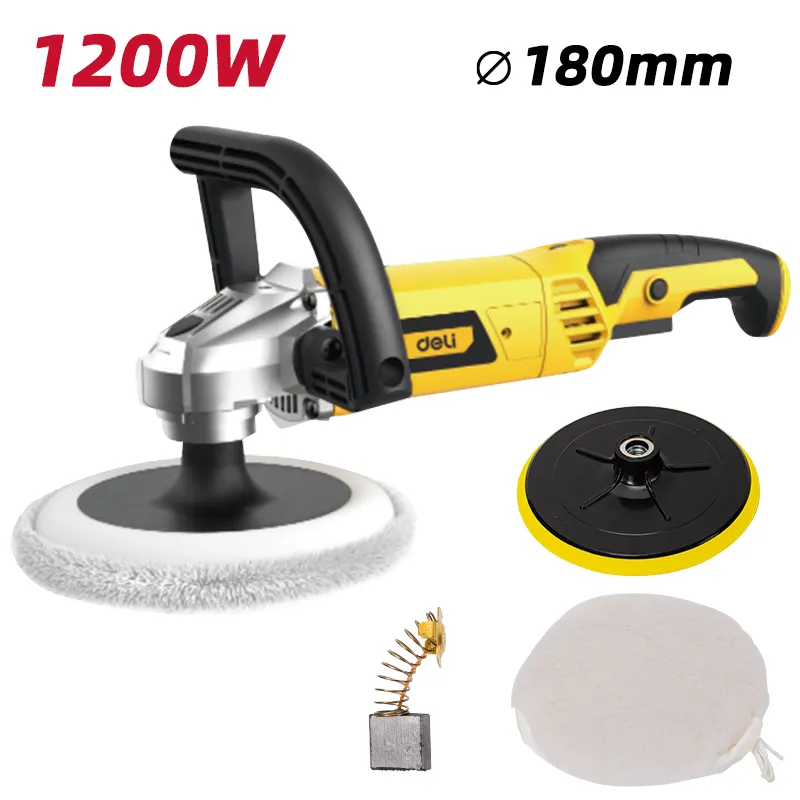 Deli EDL-PG180-E1 Угловая полировальная машина 1200W 180mm Rear BS Желтая