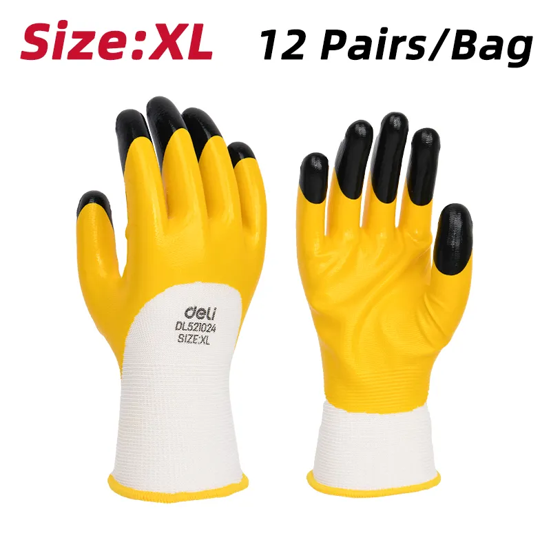 Deli EDL521024 Перчатки с матовым нитриловым покрытием XL желтые