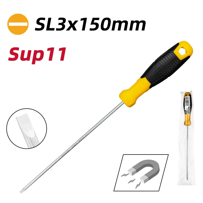 Deli EDL6331501 Плоская отвёртка SL3x150mm жёлтая
