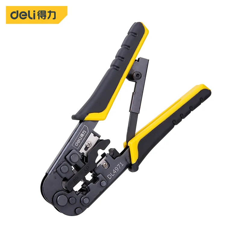 Deli DL4971 Обжимник для кабеля Ethernet 4, 6, 8P желтый