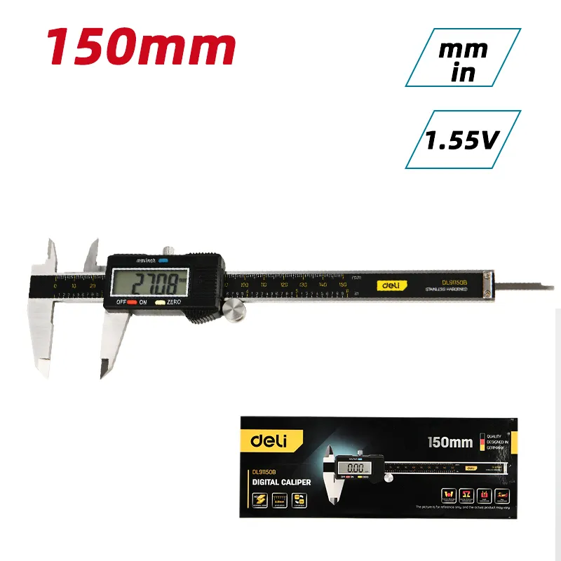 Deli EDL91150B Цифровой штангенциркуль 150mm Черный