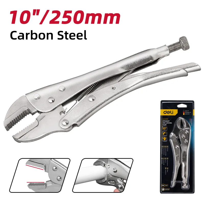 Deli EDL109010 Прямые фиксирующие плоскогубцы 10" Silver