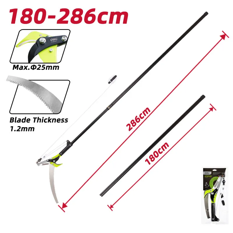 Deli EDL580511 Телескопическая пила-сучкорез Размер продукта: 180-286см Зеленый